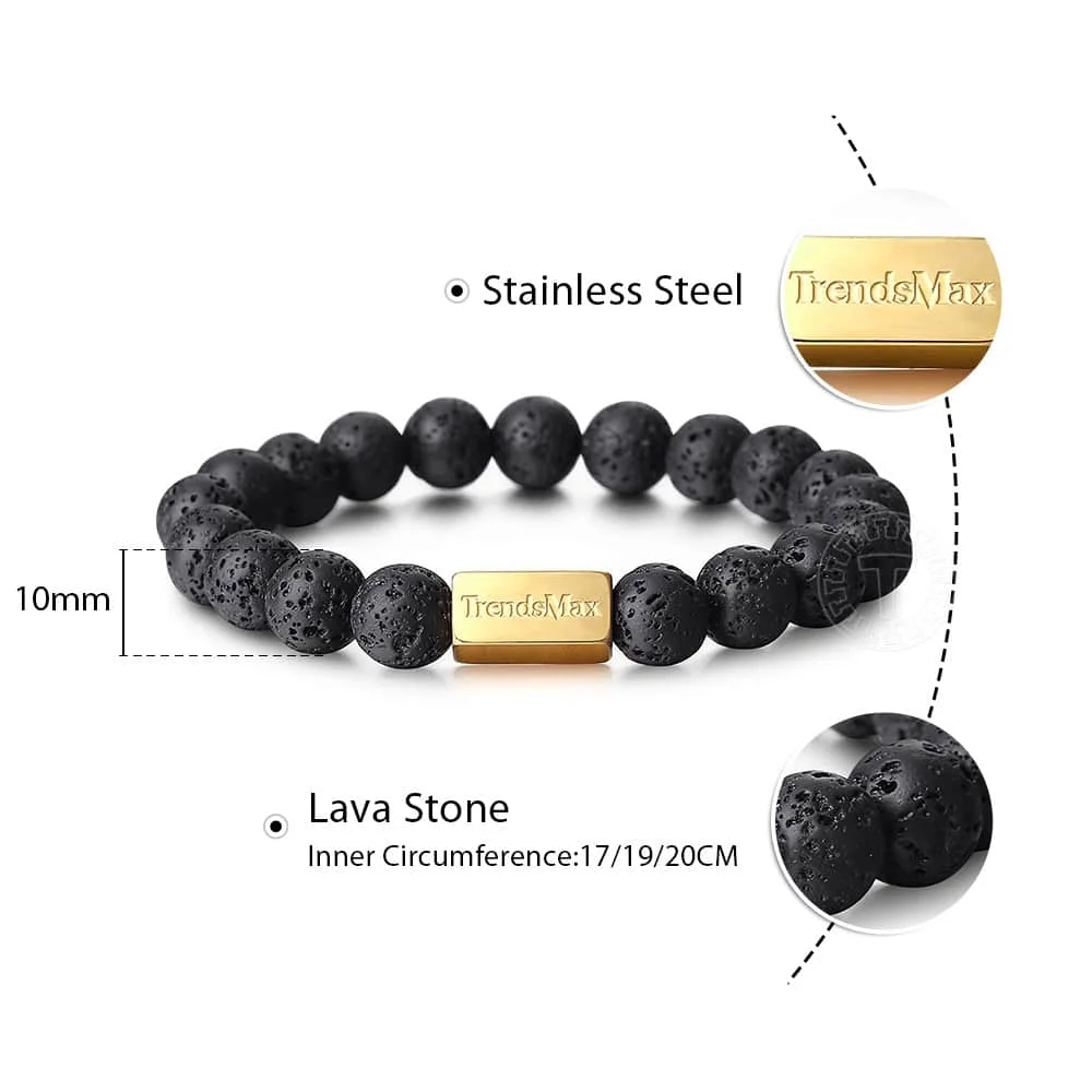 07 Lava Stone 10 мм растягивающийся браслет из натурального камня с бусинами для мужчин и женщин, серебро 925 пробы, камень лавы, Орел, тигровый глаз, эфирное масло, гравировка, подарок TBB016 - Цвет камня: 07 Lava Stone