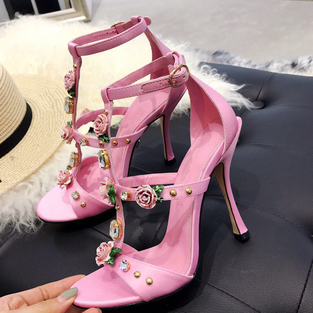 

2021 new summer women's high heel sandals fashion flowers Women's high heel sandals sexy women's high heel sandals 34-41