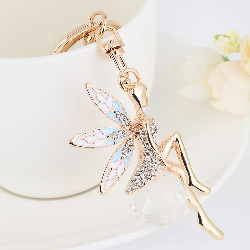 Творческие ювелирные изделия ангел брелок сплав Стразы Бабочка фея сумочка