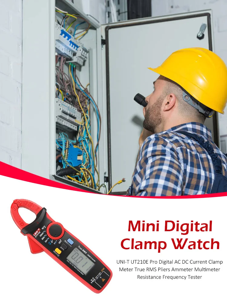 

UNI-T UT210E Pro Digital AC DC Current Clamp Meter True RMS Pliers Ammeter Multimeter Resistance Frequency Tester