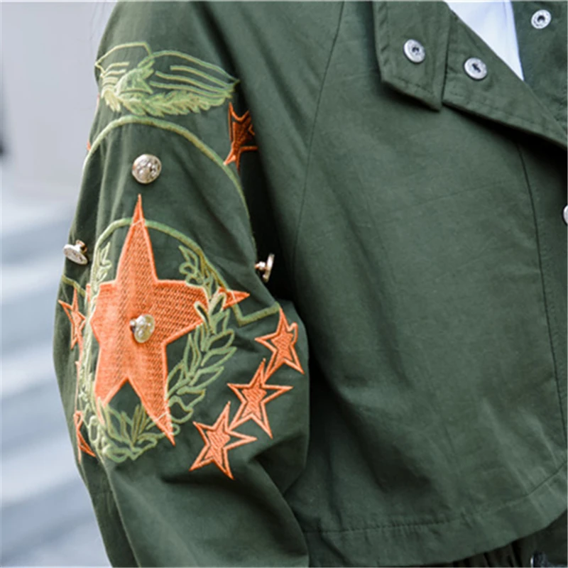 

Windbreaker Women Fashion Long Harajuku style Embroidery Overcoat Drawstring 2020 New Autumn Slim Trench coat Ladies Tops Cozy