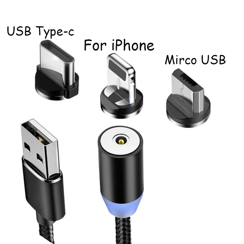 Магнитный Usb-кабель Garas 3 в 1 Micro для зарядки Micro-USB магнитный кабель Usb-кабеля |