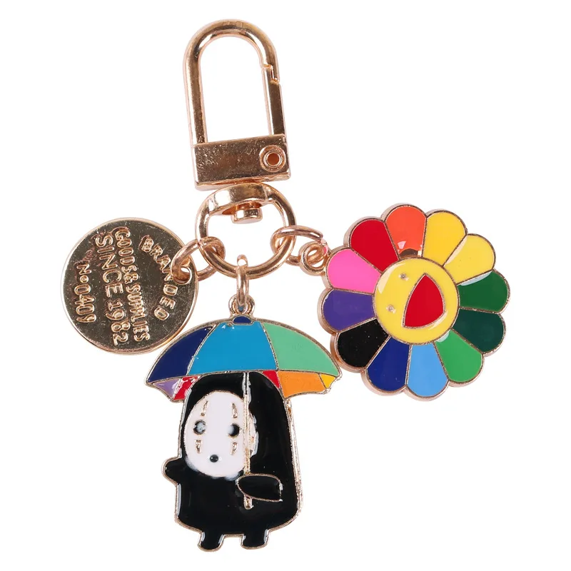 

Cartoon Japan Anime Spirited Away Gold Color Keychain For Women Key Chains Ring Car Bag Pendent Charm Metal Gift Hot Exquisite