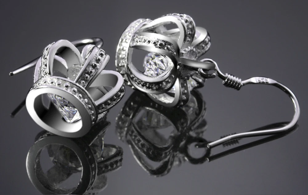 Женские серьги гвоздики из серебра 925 пробы с цирконом|earring frame|earring 925earring discs |