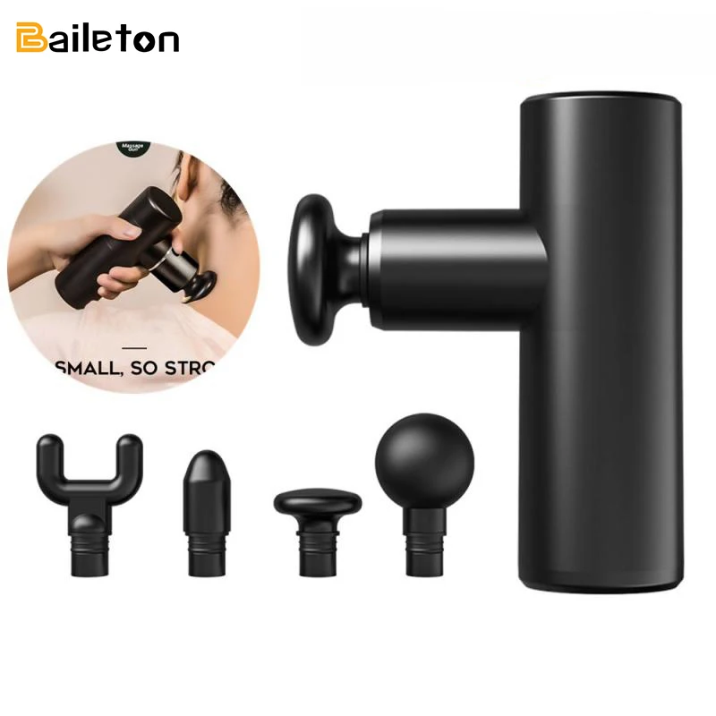

Mini 4 Heads Massage Gun Fascia Gun Deep Tissue Percussion Massager Muscle Vibrating Relaxing For Male Female Fitness Equipment