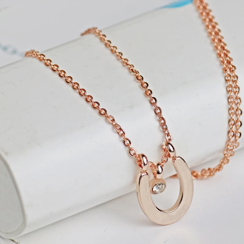 Хрустальное ожерелье с подвеской в виде подковы из нержавеющей стали круглый