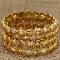 4pcslot 24k dubai bangle african gold color bangles for women girls bracelets saudi arabia jewelry ethiopian bride wedding gift