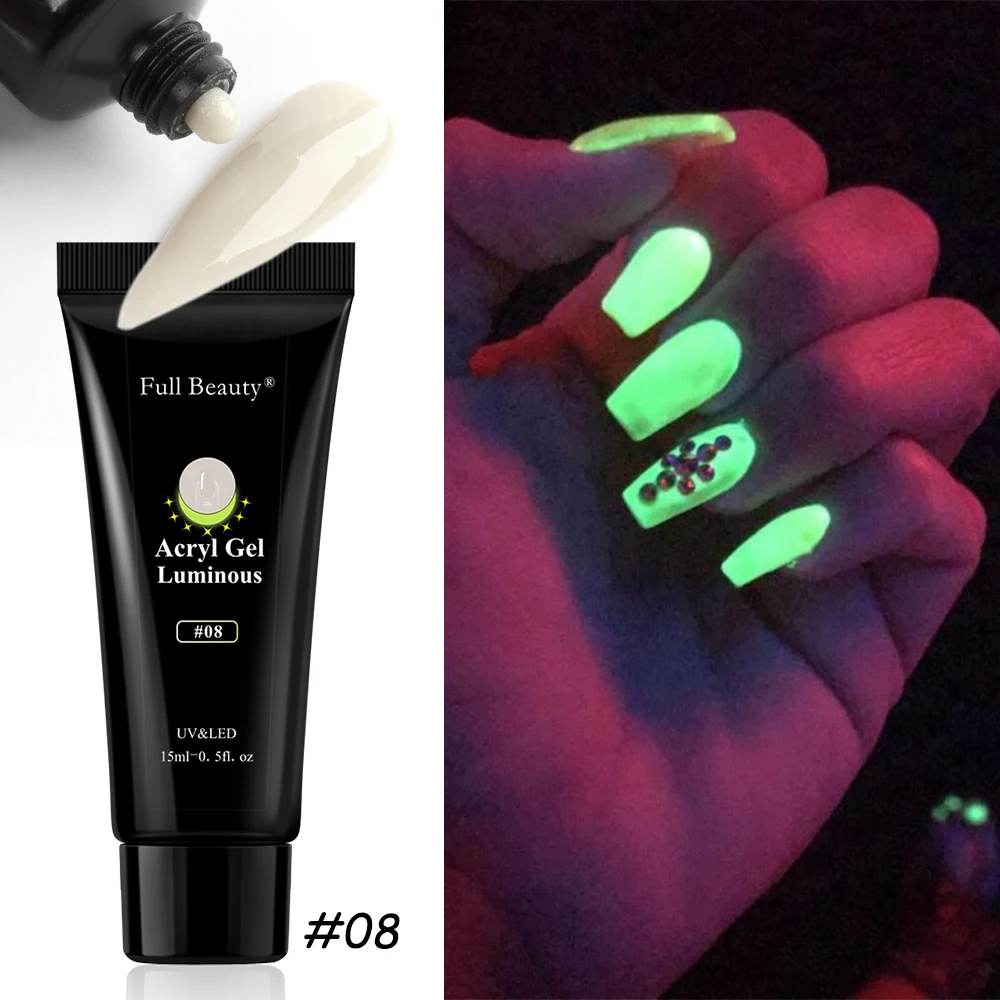 Набор для наращивания ногтей светящийся в темноте акриловый гель быстрое