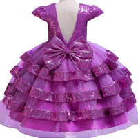 pegeant sequined backless kids dresses for girls wedding party princess dresses baby girls first communion layered tutu dresses