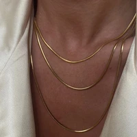 fashion new gold color necklaces for women multilevel winding flat snake chain vintage necklace jewelry gift x090