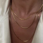 Модные новые ожерелья золотого цвета для женщин Многоуровневая обмотка плоская змеиная цепочка винтажное ювелирное изделие ожерелье подарок X090