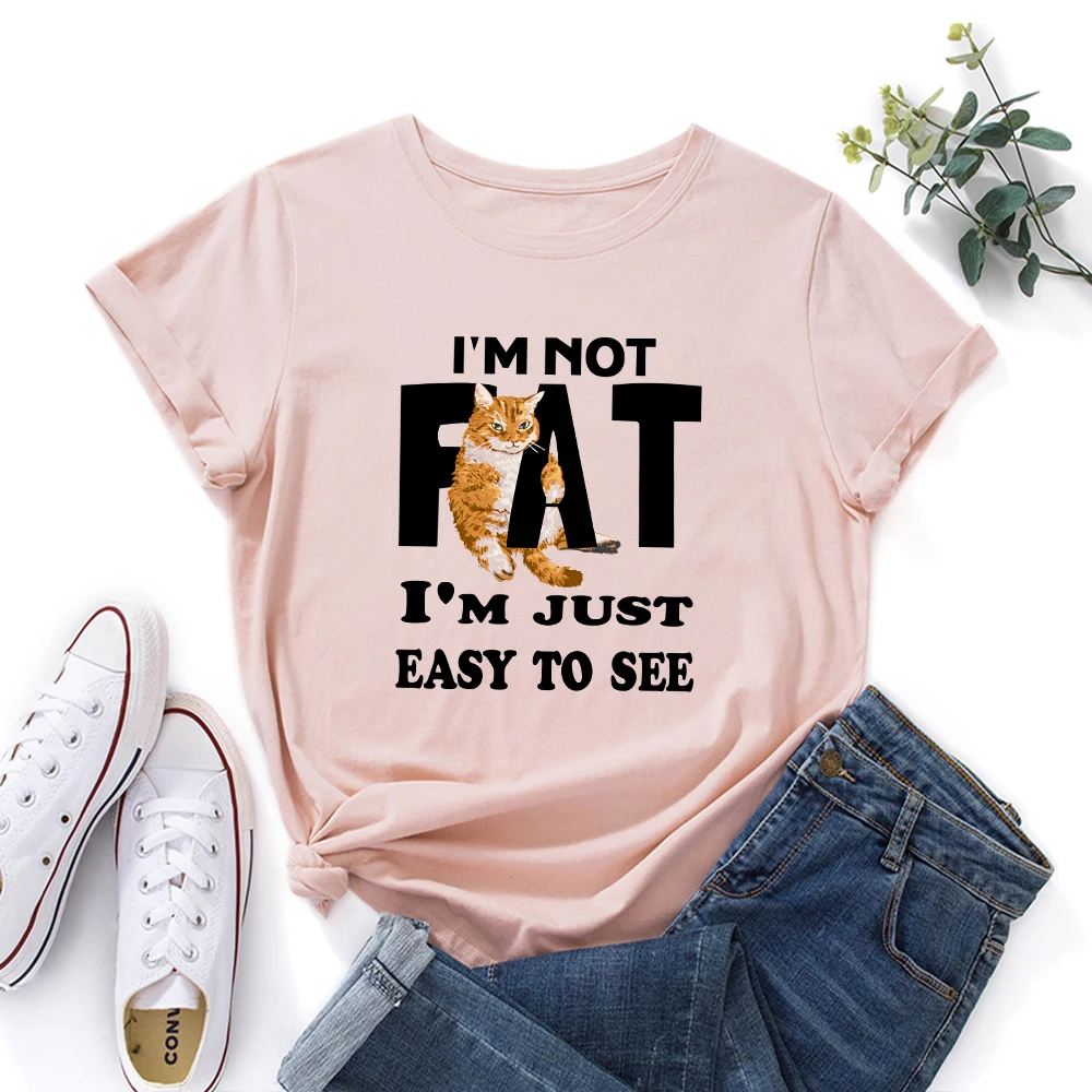 

Футболка женская с забавным принтом «Я не толстый», хлопковая рубашка с коротким рукавом, с графическим принтом, лето