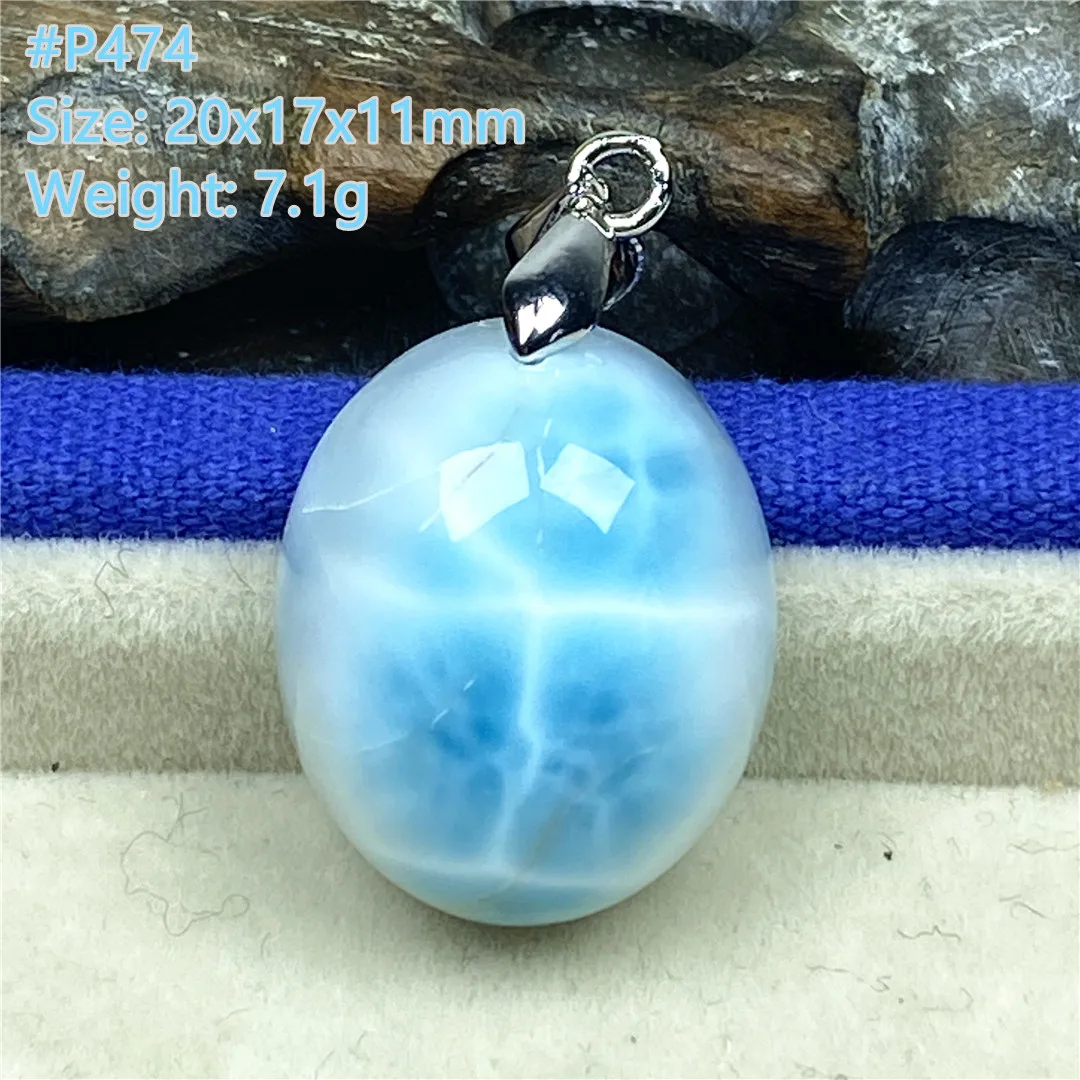 

Top Natural Blue Larimar Necklace Pendant Woman Man Crystal Gift Love Healig Beads Silver Dominica Water Pattern Stone Jewelry