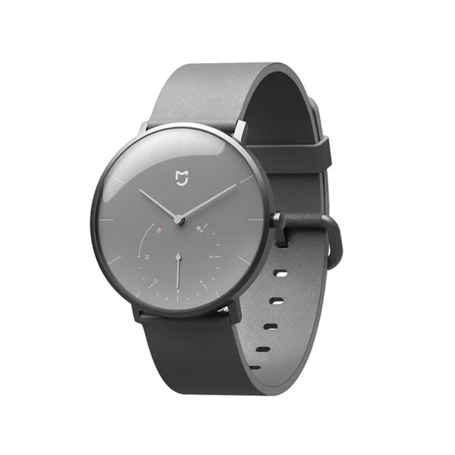 Gray (gray strap) Xiaomi Mi Mijia кварцевые смарт-повседневные водонепроницаемые часы с двойными циферблатами будильник Спортивный Датчик Шагомер время кожаный ремешок Mi Home APP - Цвет: Gray (gray strap)