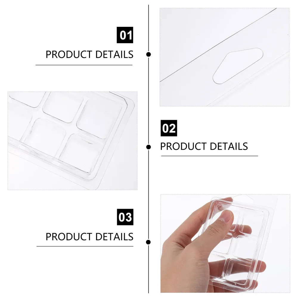 

100pcs Wax Melt Clamshell Molds Clear Empty Cube Tray for Soap Wax