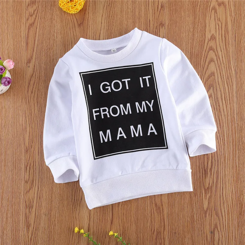 Baby Boy Letter Printed Long Sleeve Sweatshirt 0-3T Newborn Infant Toddler Kids Children Sping Fall Casual Cotton Crew Neck Tops