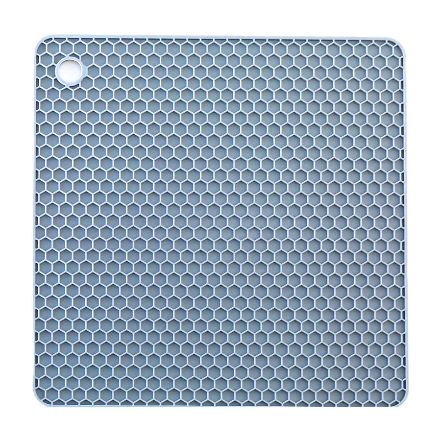 Blue Gray 4 шт./лот, силиконовый коврик, квадратная подставка для горшков, термостойкий нескользящий Настольный коврик, Универсальная кухонная салфетка-подставка, аксессуар - Цвет: Blue Gray