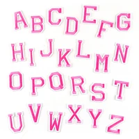 100pcs a z english alphabet pink 26 mixed embroidery patch diy decorative clothing applique delicate embroidery letter stickers