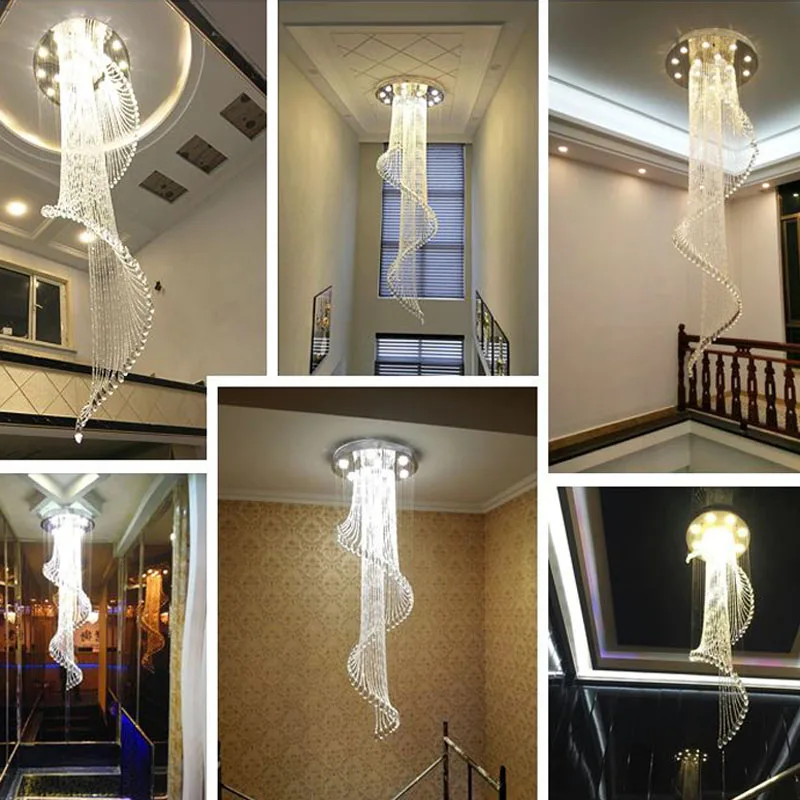 値段 スパイラルクリスタル玄関シャンデリアモダンラグ屋内天井照明ランプの装飾リビングルームの廊下階段光沢
