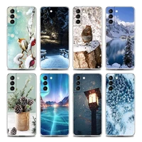 covers landscape winter clear phone case for samsung s9 s10 4g s10e plus s20 s21 plus ultra fe 5g m51 m31 s m21 soft silicon