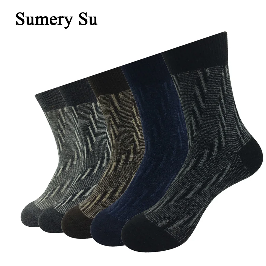 5 Pairs/Lot Wool Socks Men Warm Winter Cashmere Breathable Casual Male 3 Styles Father Husband Birthday Gift Socks Hot Sale