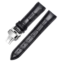 leather strap butterfly buckle strap slub pattern top layer cowhide universal watch band1214161922mm