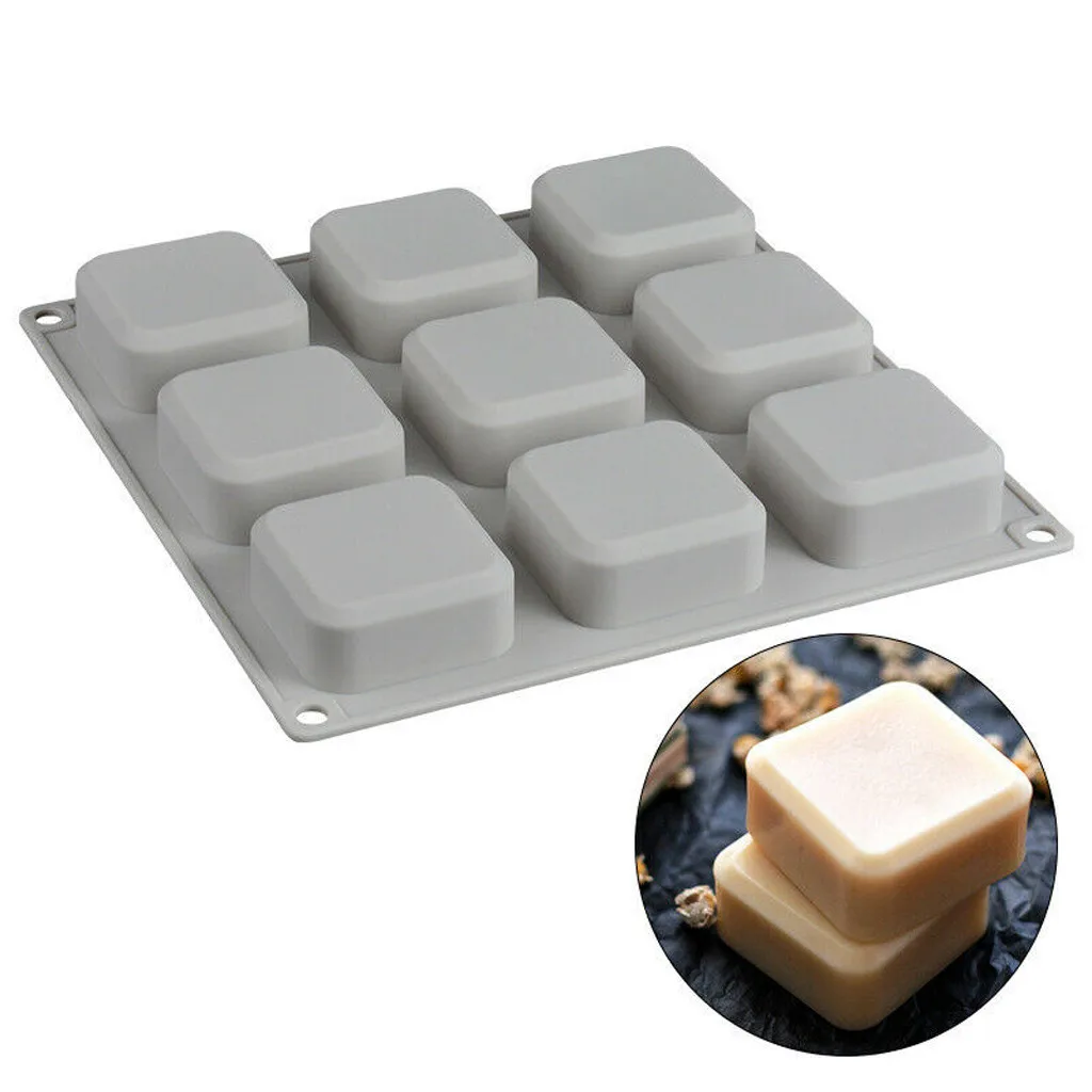 DIY 9 Grid Silicone Soap Mold Handmade Making Square Moulds Tool moldes de silicona para jabones artesanales 2019 | Дом и сад