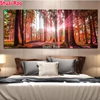 Большой натуральный зеленый дерево Алмазная картина камни в форме ромбакруглый дрель мозаика лес закат пейзаж фон 3D стерео стены искусства,