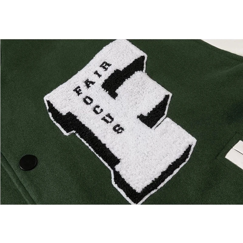 

Embroidery Baseball Jacket Men F Letter Printed Leather Patchwork High Street College Bomber Jacket Men Oversize M-2XL jaqueta
