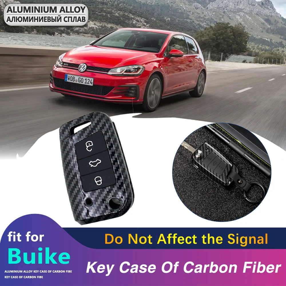 Чехол для ключей из АБС пластика и углеродного волокна VW Golf7 Sportsvan Tiguan Touran Skoda Button