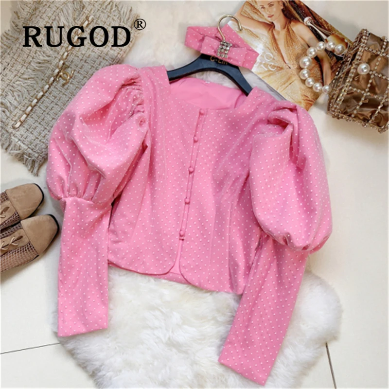 RUGOD 2020 офисные женские рубашки с принтом в горошек элегантные сетчатые блузки