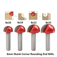 8mm shank red corner rounding end mills 16192225mm core box router bit for wood ball nose end mill radius milling cutters