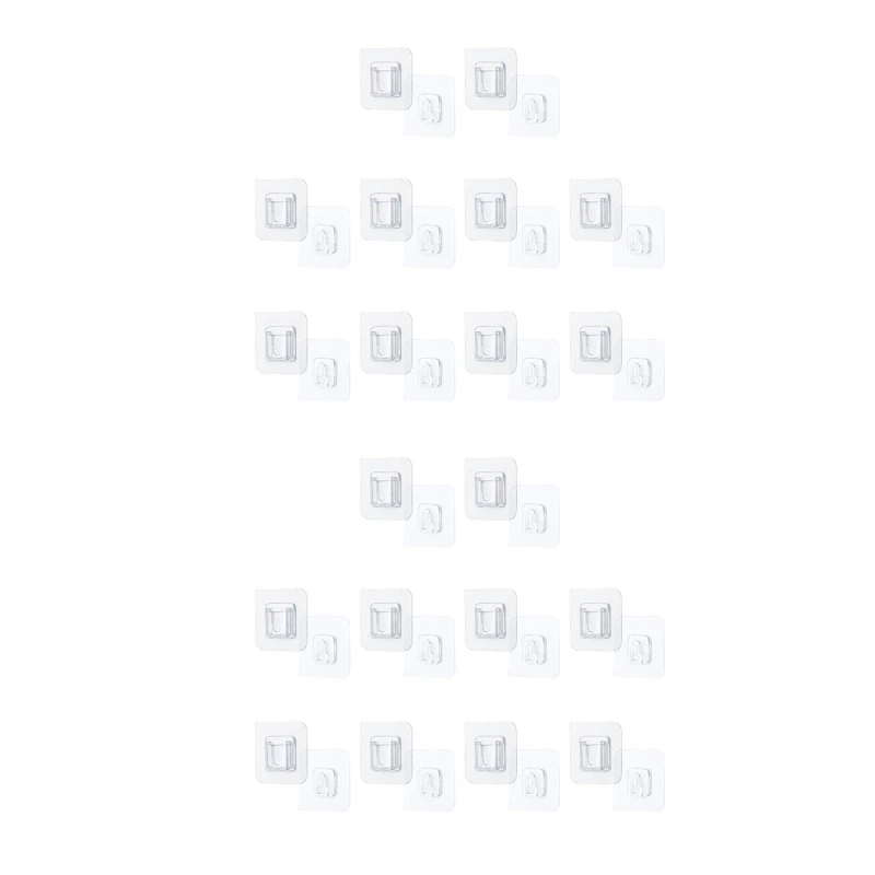 

20Pair Adhesive Wall Hooks Hanger Strong Transparent Hooks Suction Cup Sucker Wall Storage Holder For Kitchen Bathroom