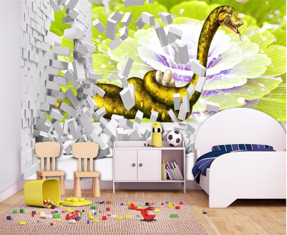 Большие пользовательские обои beibehang Модный золотой питон крутой 3D фон для