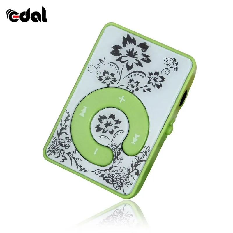 Портативный мини MP3 музыкальный плеер Печать Цветок Зеркало Клип Поддержка 8 Гб SD