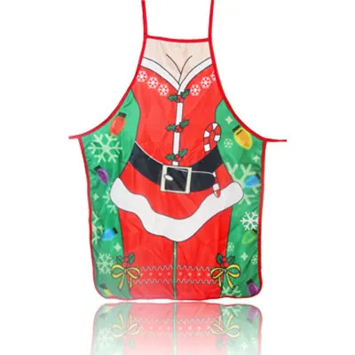 1Pcs Red Christmas Apron Pinafore Cotton Linen Aprons 50*70cm Adult Bibs Home Kitchen Cooking Baking Cleaning Accessories - Цвет: 1