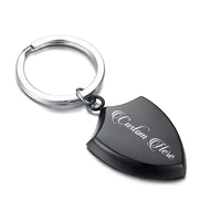 free custom personalize engrave vintage punk shield stainless steel key chains for men stainless steel male jewelry