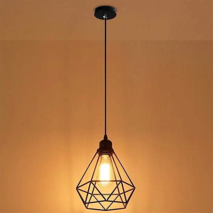 

Современный подвесной светильник, чёрная железная винтажная Светодиодная лампа в виде клетки, Минималистичная декоративная лампа, в промы...