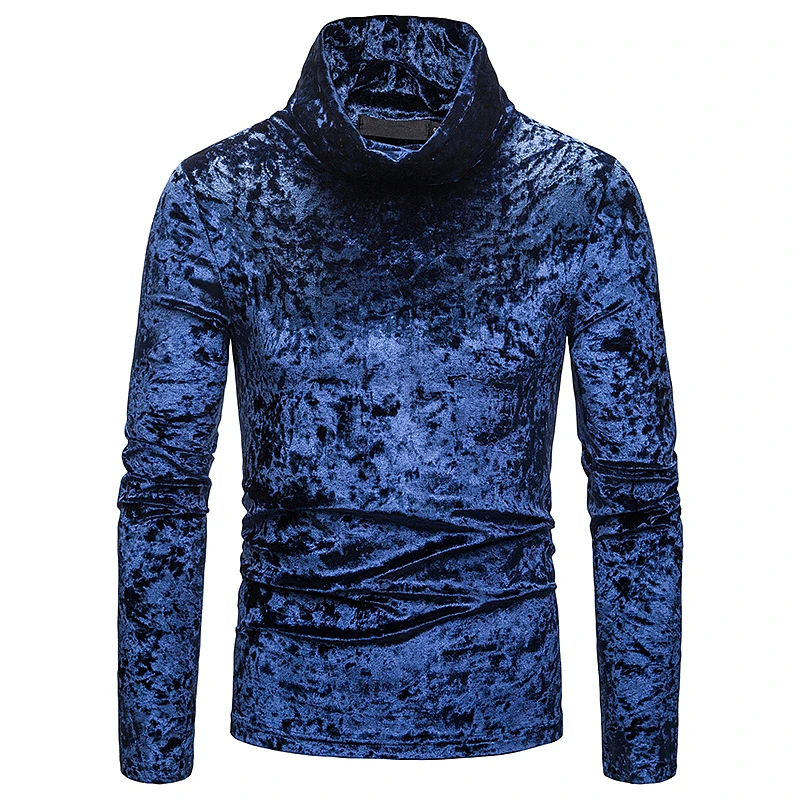 MJartoria Сверкающее серебро алмаз бархат Высокий воротник футболка для мужчин 2019