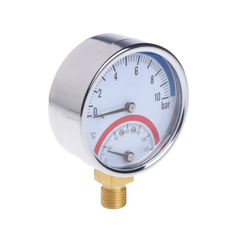 

10 Bar Temperature Pressure Gauge Meter G1/4 Thread 2 in1 Thermometer Monitor 32CC