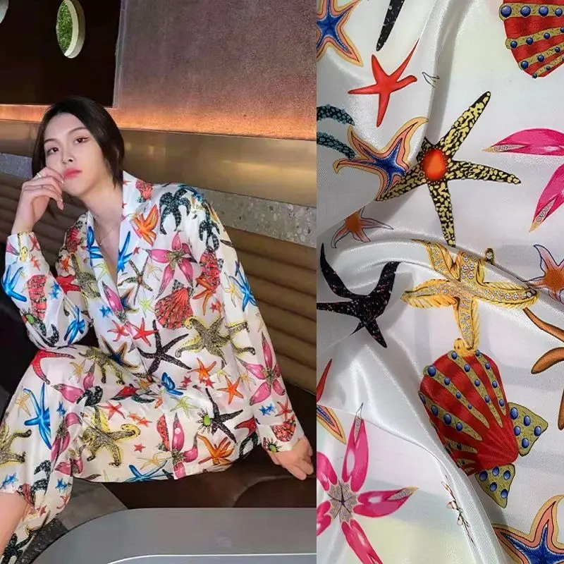 

Белая Морская звезда имитация шелка печатная ткань 100% полиэстер ручная работа швейный материал для платья модный дизайн Alibaba Express