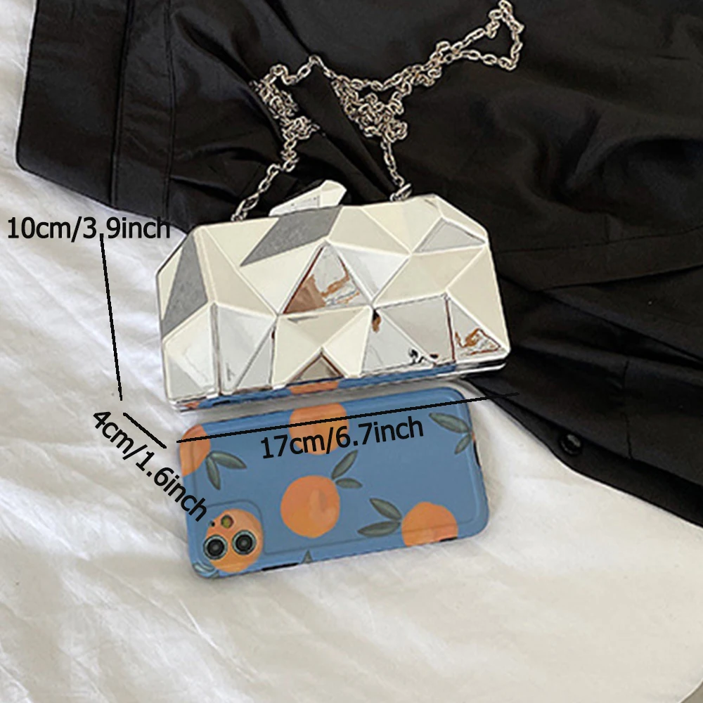 

Fashion Metal Hexagon Women Handbags Luxury Geometric Chain Shoulder Crossbody Bags for Women 2021 Small Evening Party Purse NEW