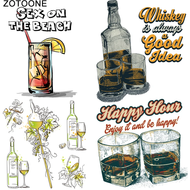 

ZOTOONE напечатанные термонаклейки для напитков пива виниловые Стикеры для глажки одежды термонаклейки для одежды DIY Коктейльные аппликации E