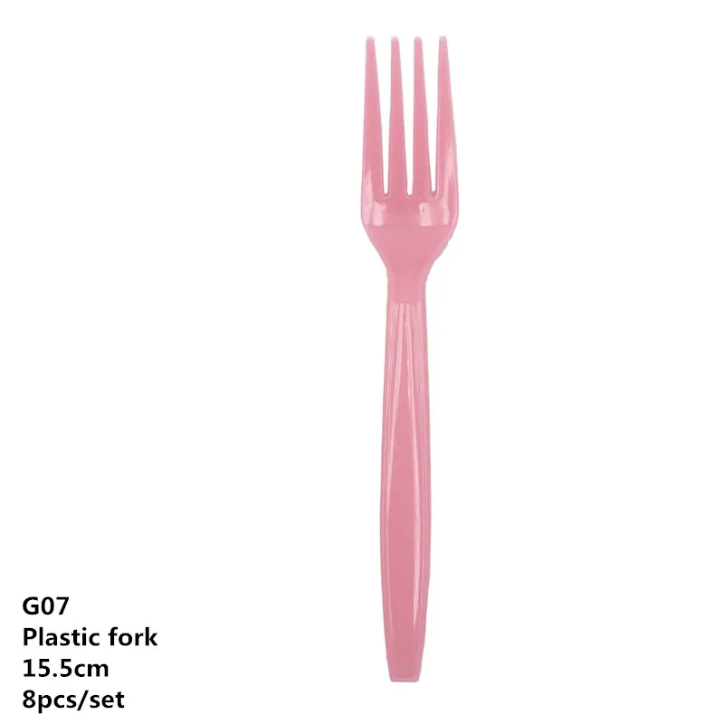 fork G07 Украшение для детского душа DIY скатерть, бумажная тарелка, чашка, посуда для маленьких мальчиков и девочек, на день рождения, пол, открытые вечерние принадлежности для малышей - Цвет: fork G07