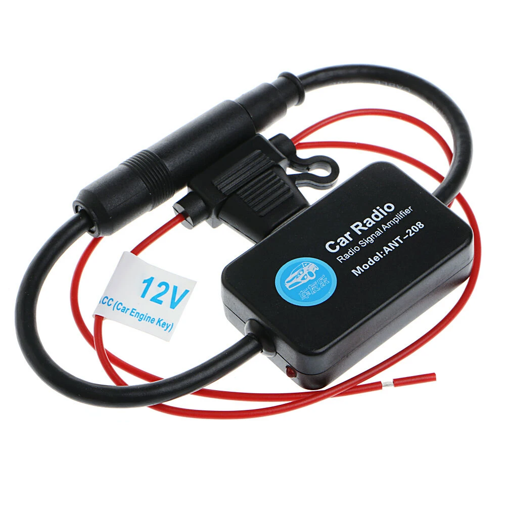 

12V 25dB Car Radio FM AM Antenna Signal Amplifier Booster With Indicator Model ANT-208 For Marine Car Boat RV Car-Styling HOT !!