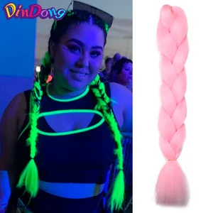 DinDong, 24 дюйма, шикарная коса с эффектом омбре, блестящие волосы в темноте, синтетические африканские косички для наращивания волос
