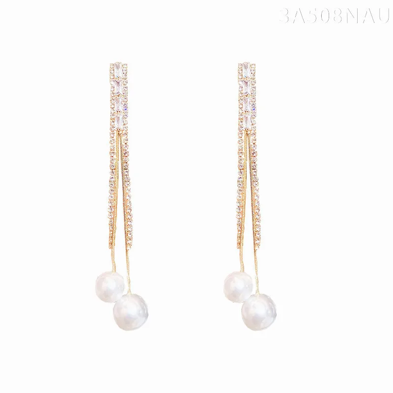 

Zeojrlly Trendy Water Drop Women Dangle Earrings Pearl Long Tassel Earrings Fashion Elegant Fashion Jewelry For Girl