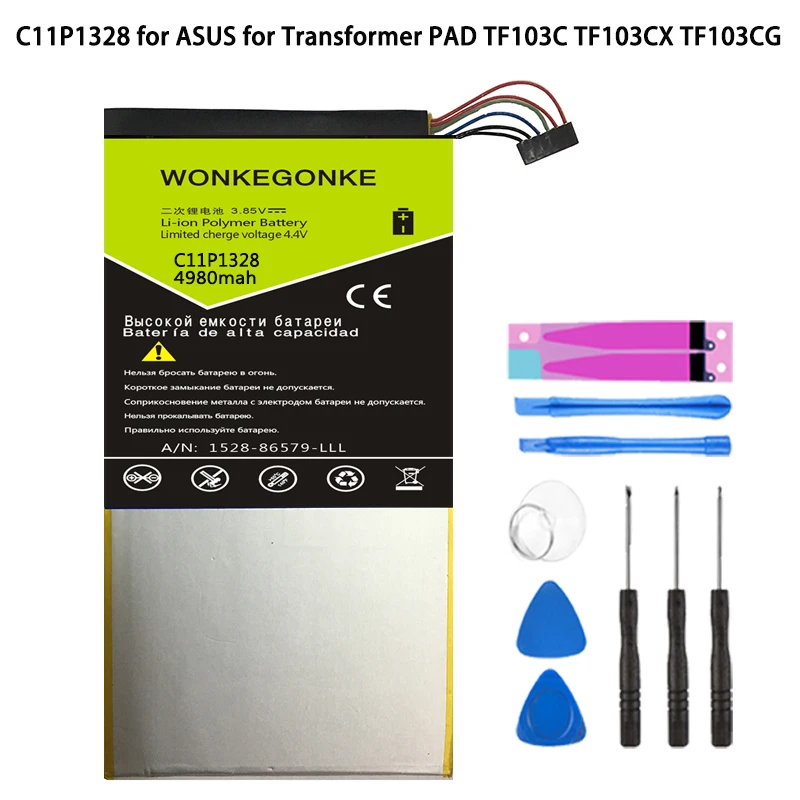 Аккумулятор WONKEGONKE C11P1328 для ASUS аккумуляторы трансформатора TF103C TF103CX TF103CG K010 K018 |