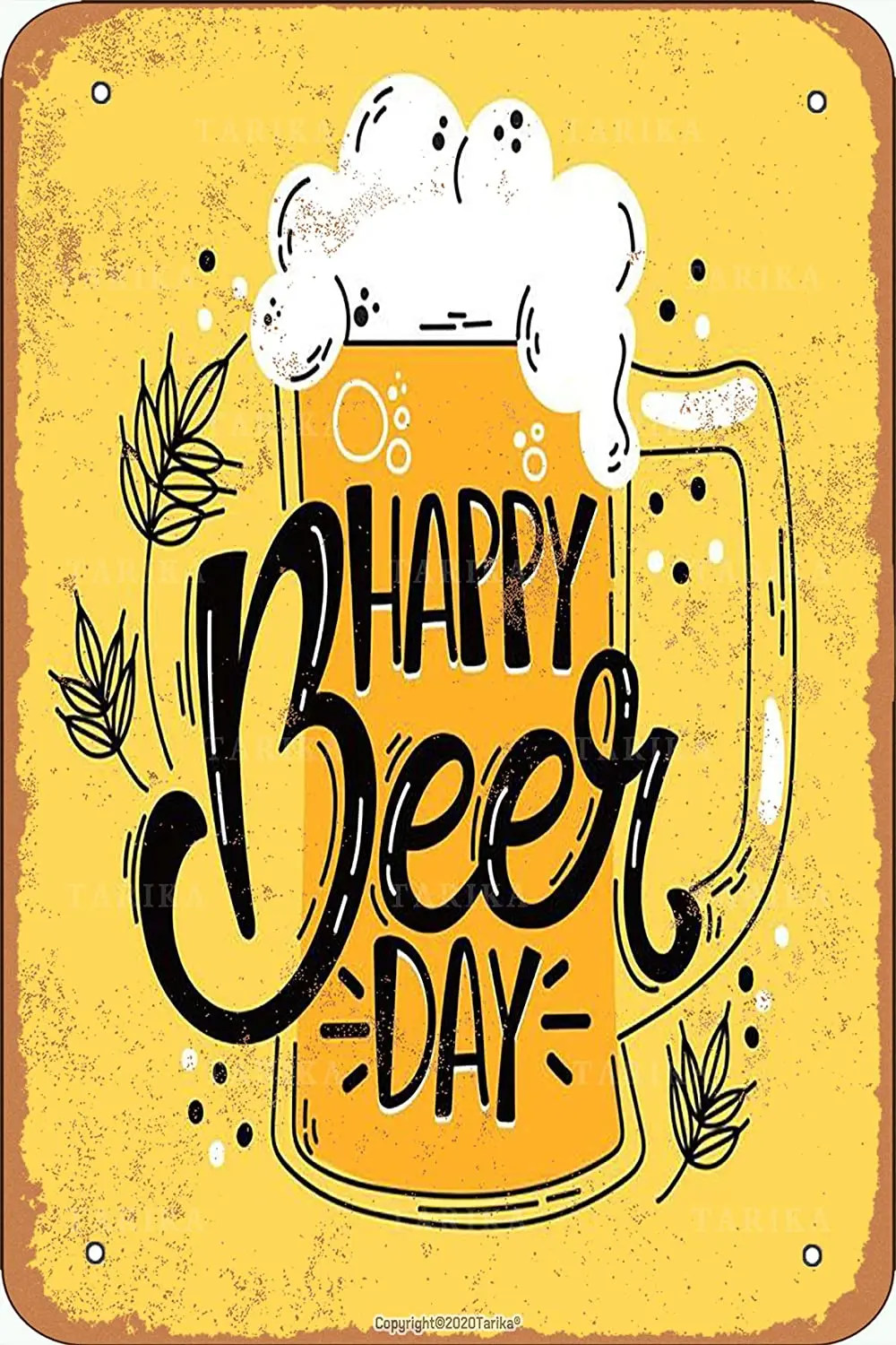

Тарика счастливый пивной день ретро вид 20x30 дюймов железная декоративная табличка знак