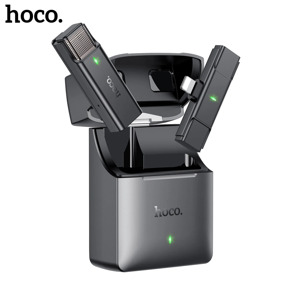 Hoco Portable Lavalier Wireless Microphone Video Recording Mini Mic For iPhone Android Live Broadcast Vlog Online Class Micropho